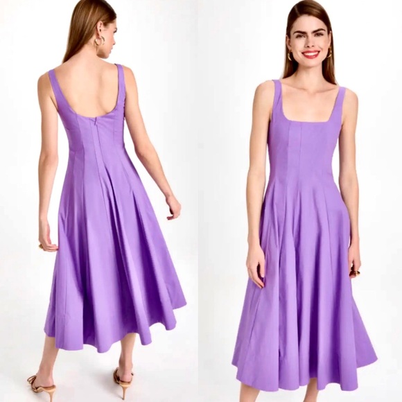 πΊπHPππΊ NWT Staud Wells Midi Dress Amethyst - Picture 3 of 16